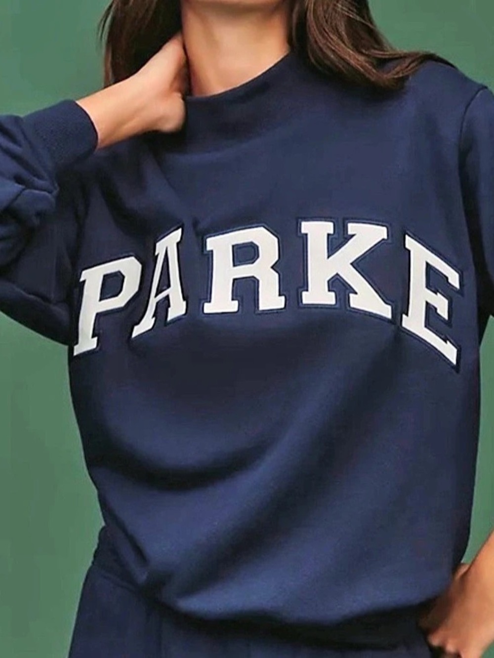 PARKE Varsity Mock Neck Sweatshirt in Navy